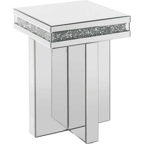 Noralie Square End Table in Mirror & Faux Diamonds