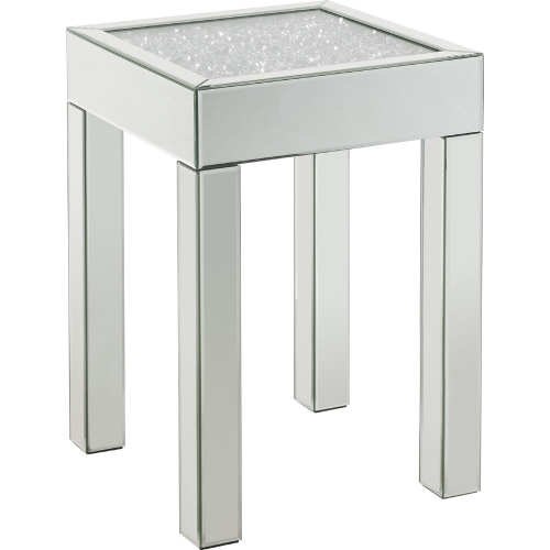 Noralie Square End Table in Mirror & Faux Diamonds