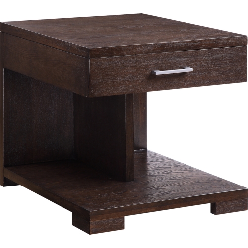 Niamey End Table in Walnut Finish Wood