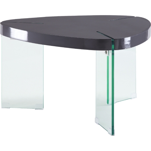 Noland Coffee Table in High Gloss Gray & Glass