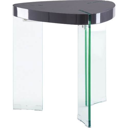 Noland End Table in High Gloss Gray & Glass