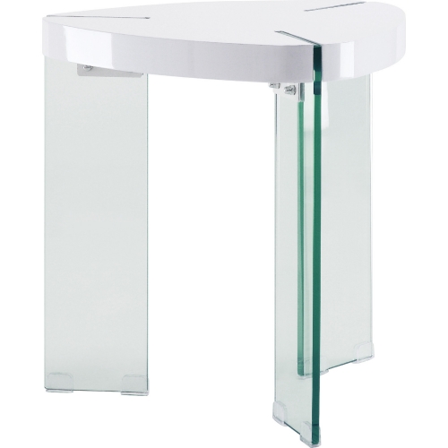 Noland End Table in High Gloss White & Glass