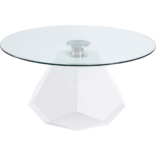 Chara Coffee Table in High Gloss White & Glass