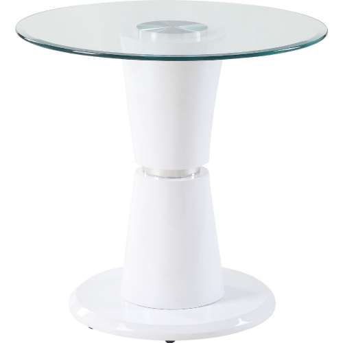 Kavi End Table in Glass & High Gloss White Wood