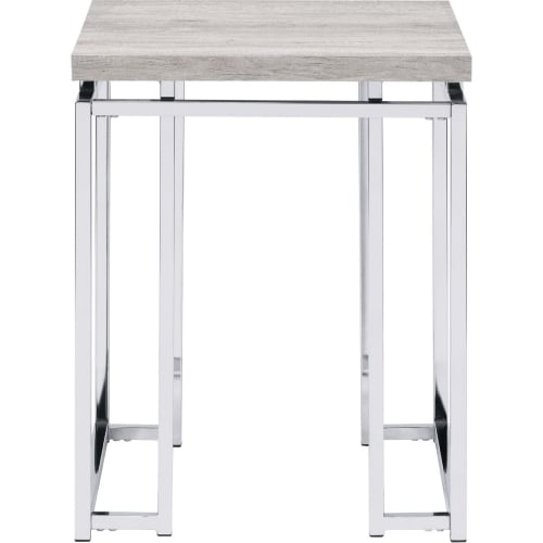 Chafik End Table in Natural Oak & Chrome