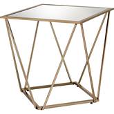 Fogya End Table in Mirror & Champagne Gold Metal