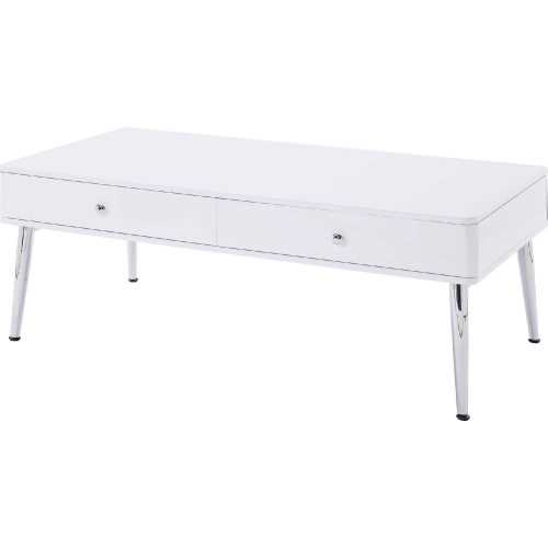 Weizor Coffee Table in High Gloss White & Chrome