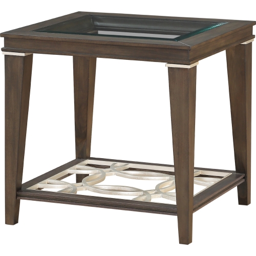 Peregrine End Table in Walnut & Glass