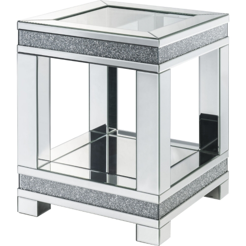 Noralie End Table in Mirror & Faux Diamonds