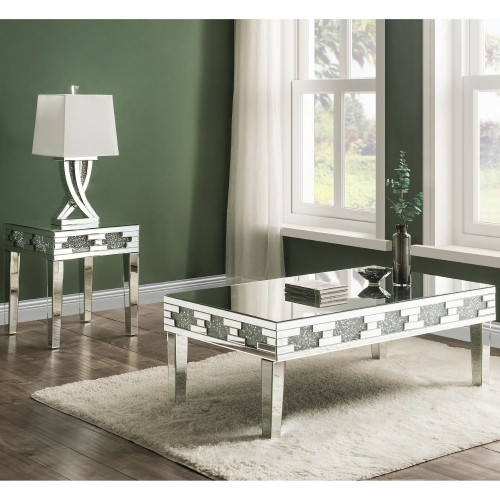 Noralie Coffee Table in Mirror & Faux Stones