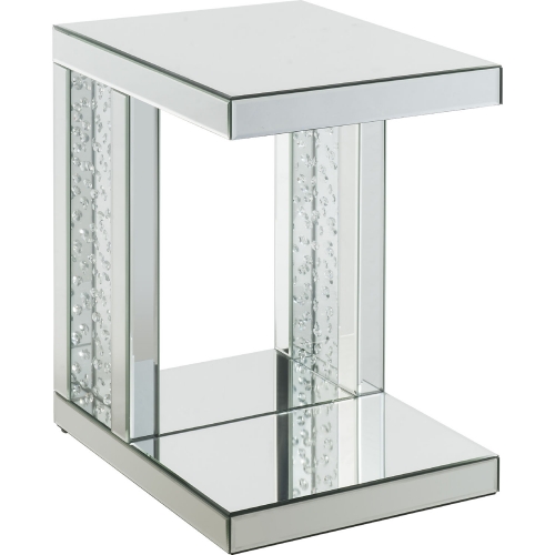 Nysa Accent End Table in Mirror & Faux Crystals Inlay