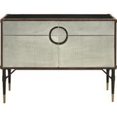 Rosy Console Table in Brown Top Grain Leather & Aluminum