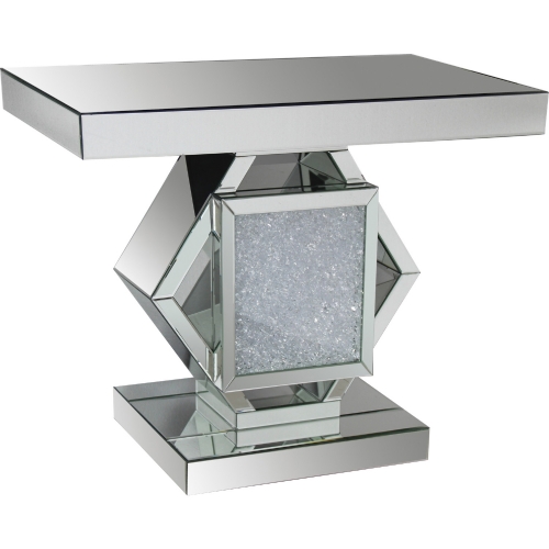 Nowles Console Table in Mirrored Finish w/ Acrylic Insert