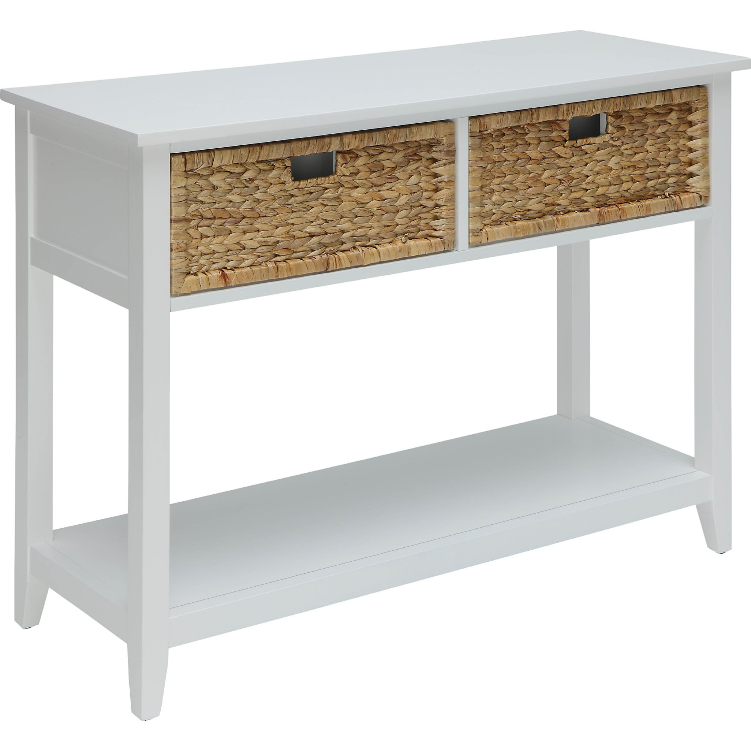 Acme 90262 Flavius Console Table w/ 2 Drawers in White w/ Baskets