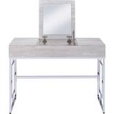 Saffron Vanity Desk in Natural & Chrome