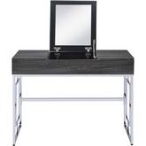 Saffron Vanity Desk in Black Oak & Chrome