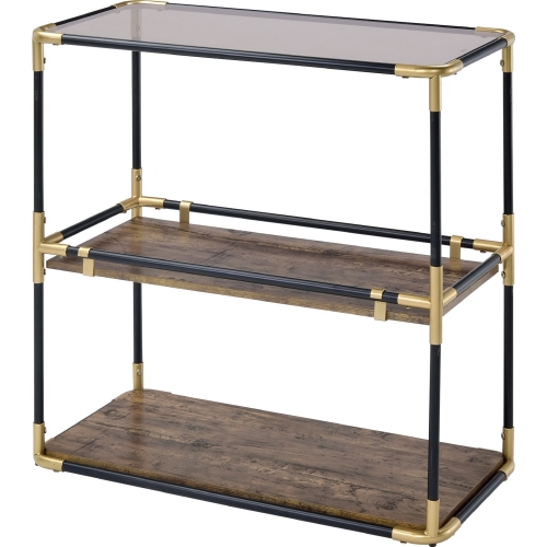 Heleris Console Table in Black, Gold & Glass