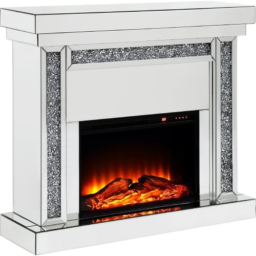 Noralie Electric Fireplace in Mirror & Faux Diamonds