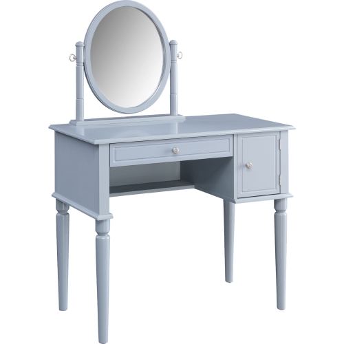 Rabila Vanity Set in Cream Fabric & Gray Finish