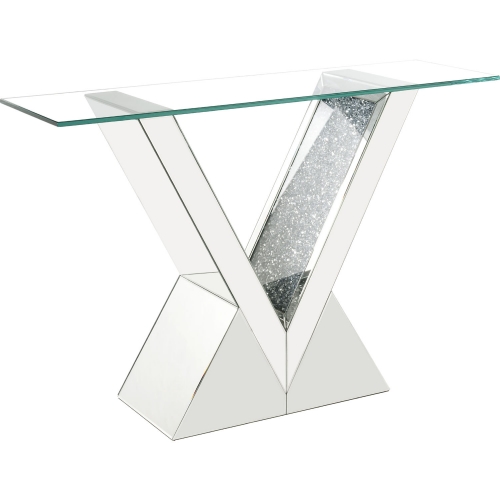 Noralie Console Table, Clear Glass, Mirror & Faux Diamonds