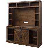 Aksel Entertainment Center with Fireplace in Walnut Finish