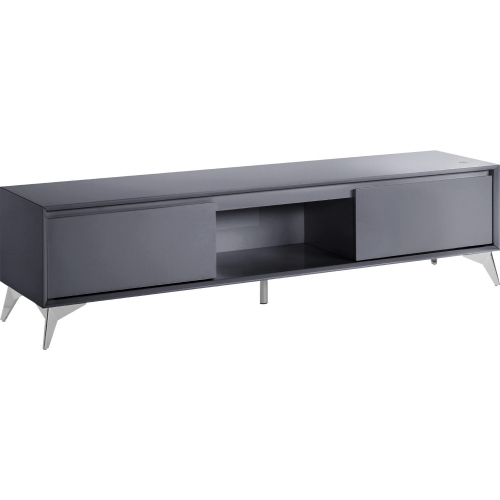 Raceloma 71" TV Stand in Gray & Chrome Finish w/ LED