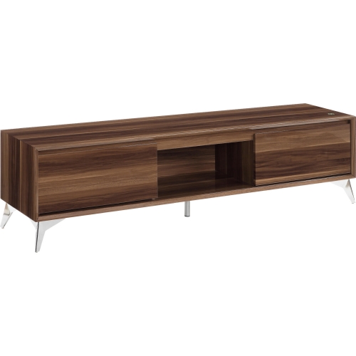 Raceloma 71" TV Stand in Walnut & Chrome Finish with LED