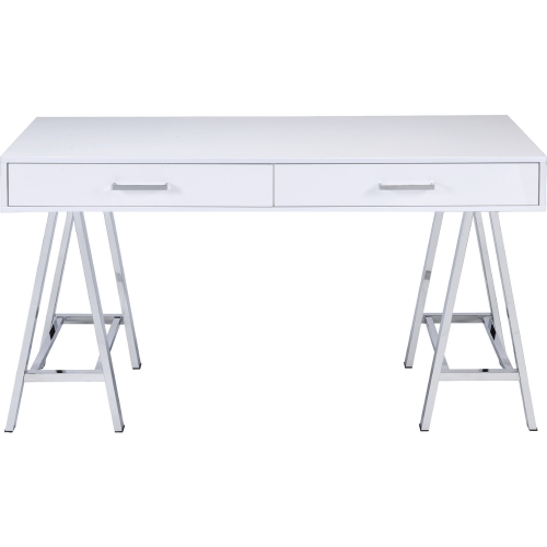 Coleen Desk in White High Gloss & Chrome