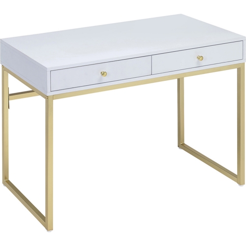 Coleen Desk in White & Brass