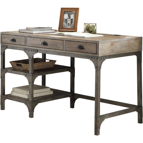 Gorden Desk in Weathered Oak & Antique Silver