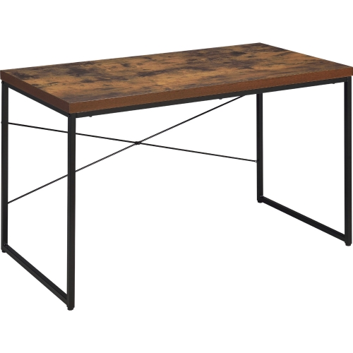 Bob Desk in Weathered Oak Finish Wood & Black Metal