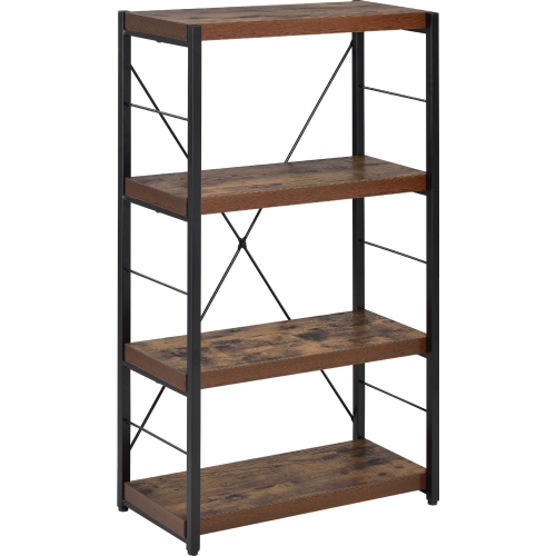 Bob Bookcase in Weathered Oak Finish Wood & Black Metal