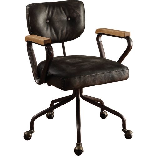 Hallie Executive Office Chair in Vintage Black Top Grain Leather