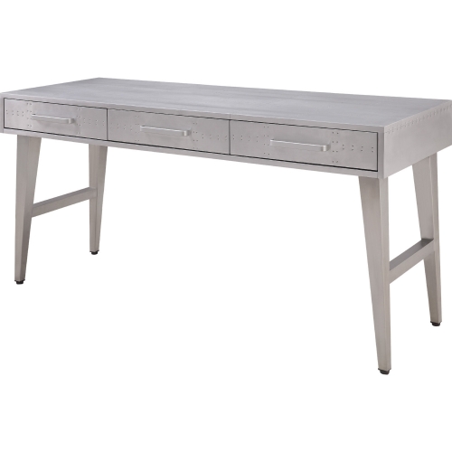 Brancaster 63" 3 Drawer Desk in Patchwork Aluminum