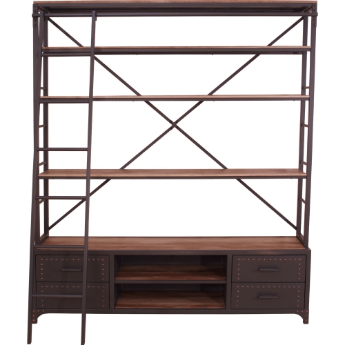 Actaki 64" Bookcase with Ladder in Sandy Gray