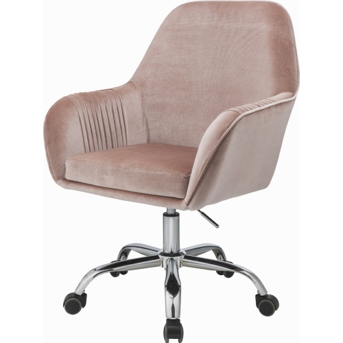 Eimer Office Chair in Peach Velvet & Chrome