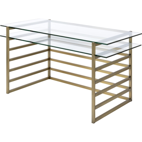 Shona Desk in Antique Gold & Clear Glass