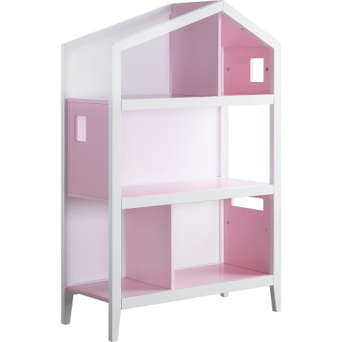 Doll Cottage Bookcase in White & Pink