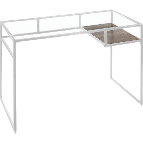 Yasin Desk in White Metal, Wood & Glass