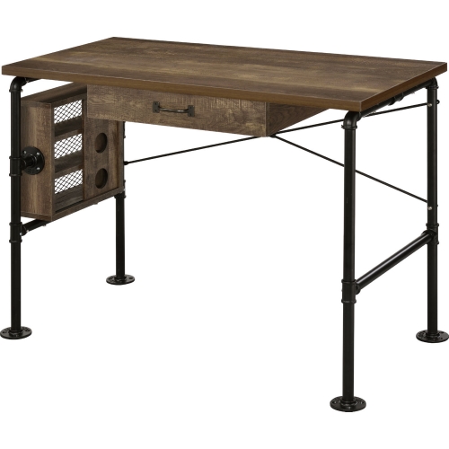 Endang Writing Desk in Weathered Oak & Black Finish