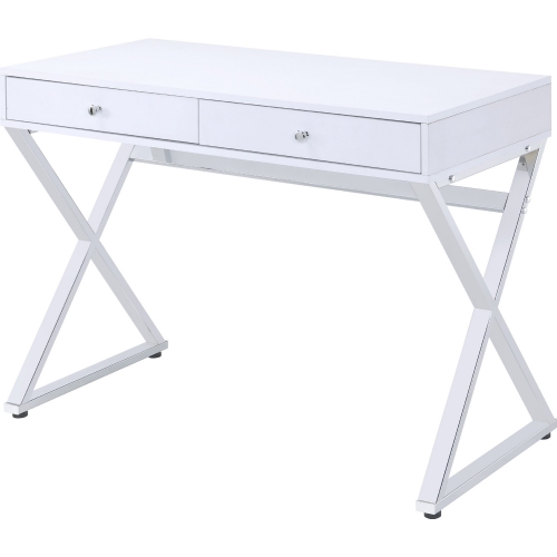 Coleen Desk in White & Chrome Metal