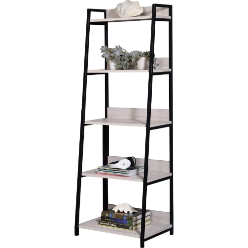 Wendral 23" 5 Tier Bookcase in Natural Wood & Black Metal