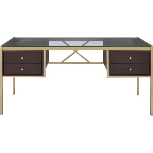 Yumia Desk in Gold & Clear Glass