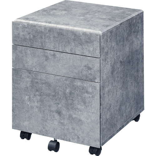 Jurgen File Cabinet in Faux Concrete & Silver