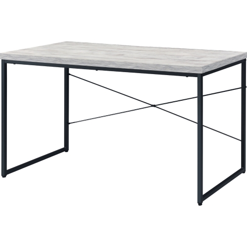 Jurgen Desk in Antique White Wood & Black Metal