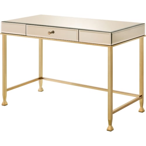 Canine Writing Desk in Smoky Mirror & Champagne Finish