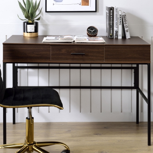 Verster Writing Desk w/ USB in Oak & Black Finish