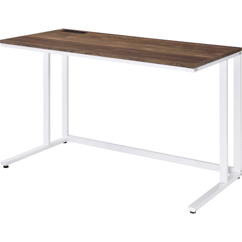 Tyrese Writing Desk w/ USB in Walnut & White Finish