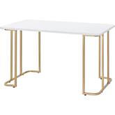 Estie Writing Desk in White & Gold Finish