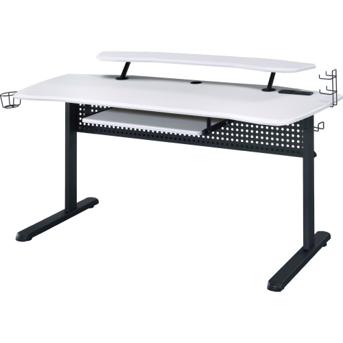 Vildre Gaming Table w/ USB Port in Black & White Finish